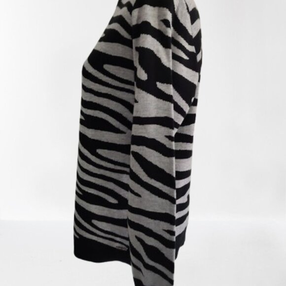 Calvin Klein Zebra Print Button Side Collar Women's Size Small Black & Gray - Picture 3 of 9